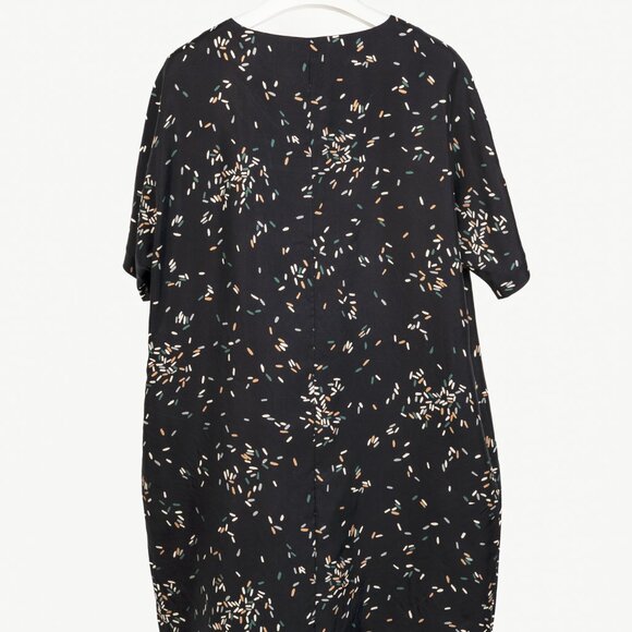 Lafayette 148 Thoren Black Silk Sprinkles-Print Shift Dress - Picture 3 of 11
